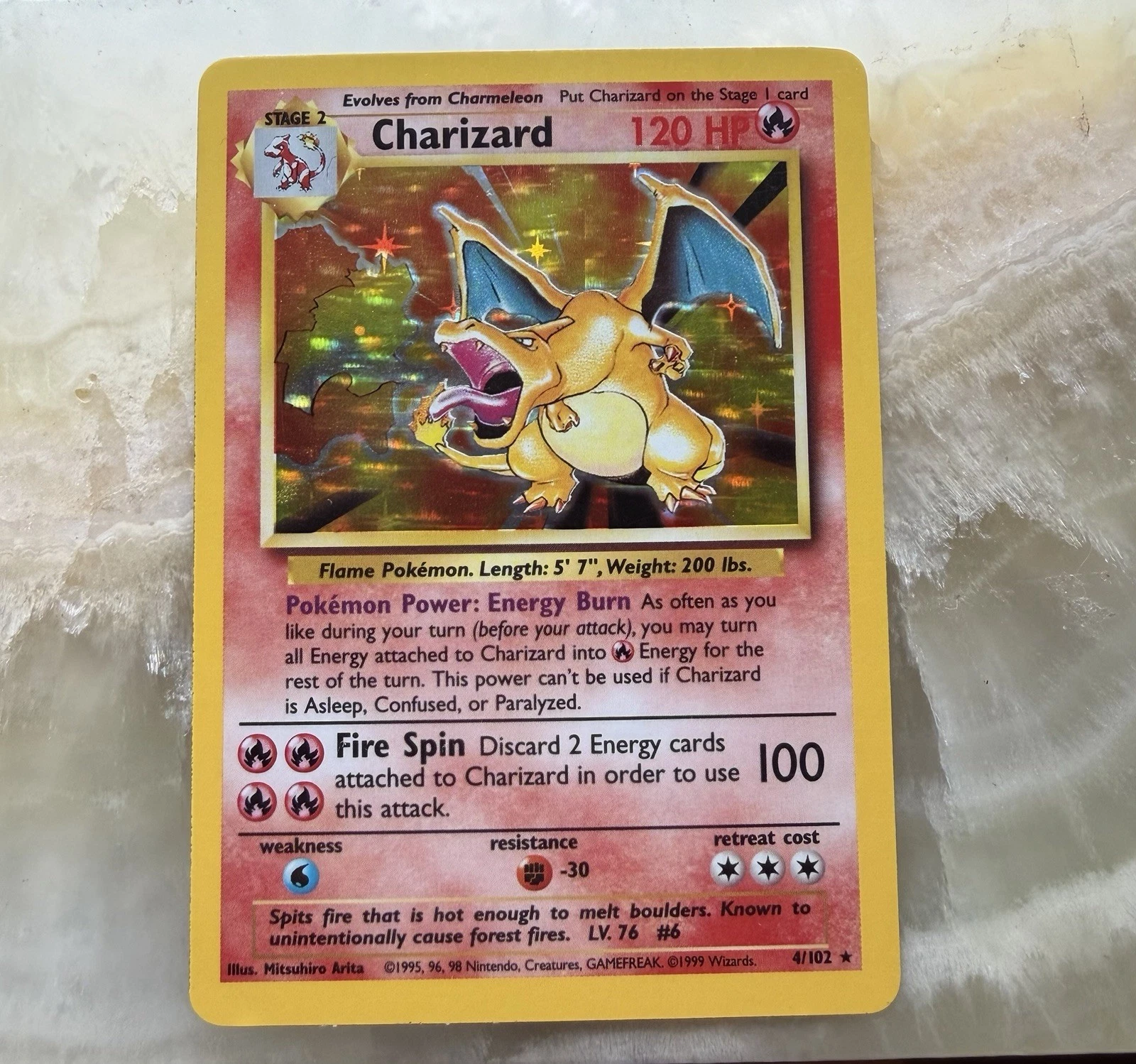 Charizard card after restoration